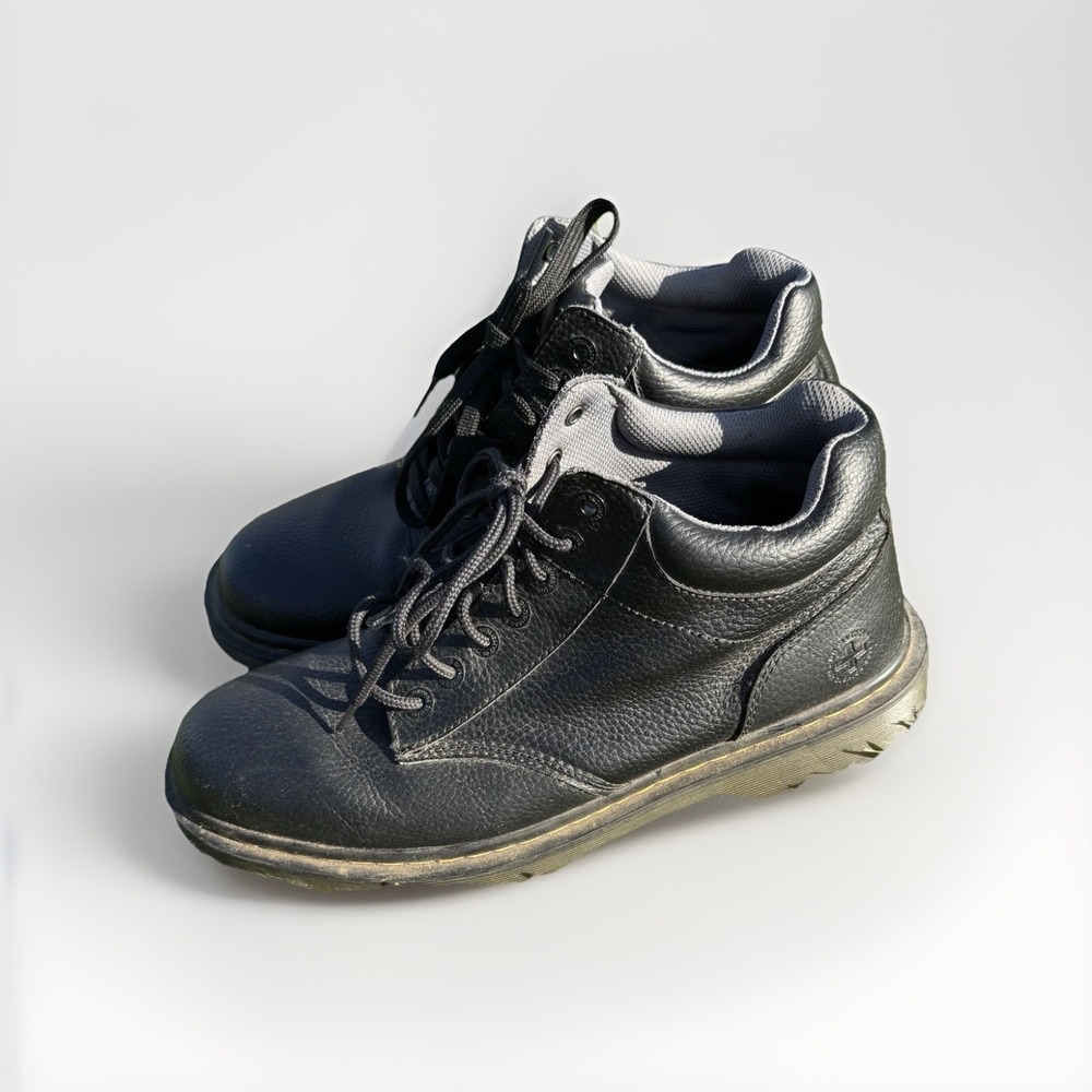 Dr. Martens Harrisfield Boots Mens Size 12 Black Leather Work Combat Cushioned - Picture 1 of 6